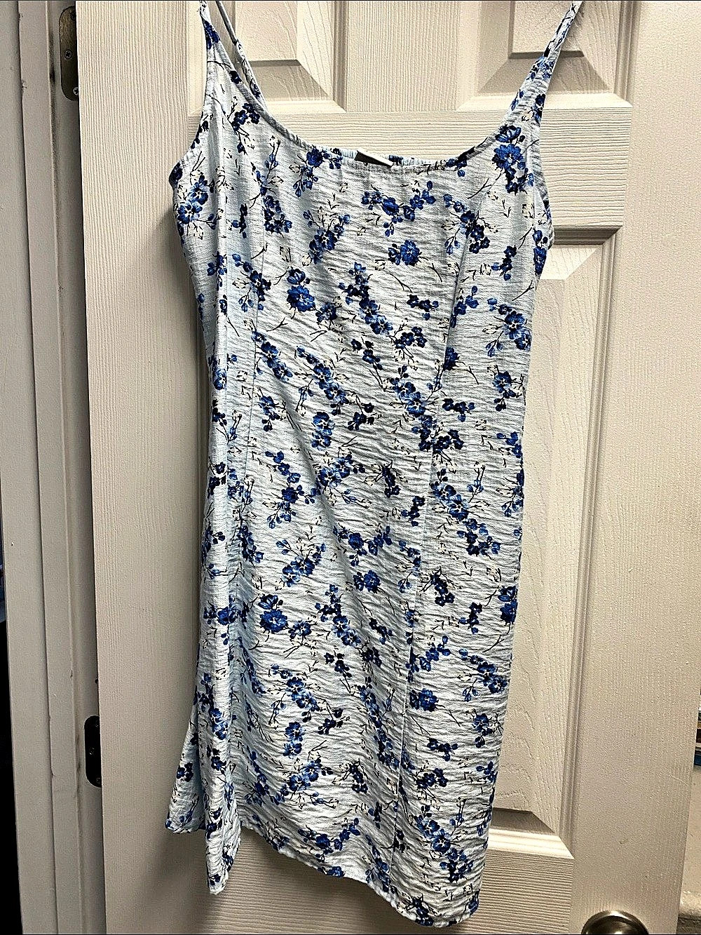 Floral Mini Dress in White & Blue Like New